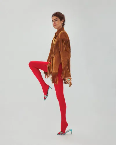 Swedish Stockings Geri Glossy Tights In Red