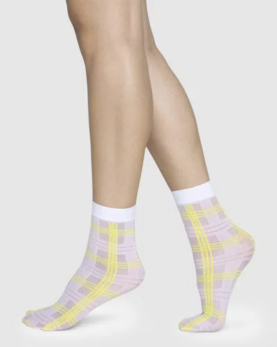 Swedish Stockings Greta Tartan Socks In Pink