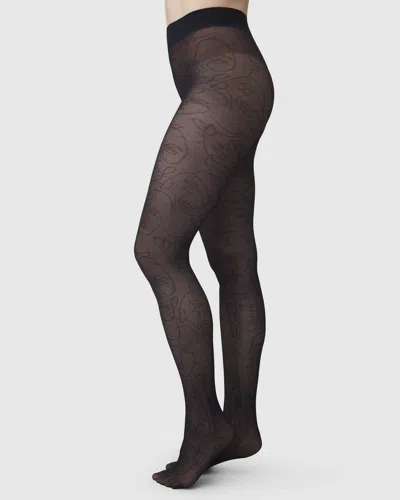 Swedish Stockings Helena Face Tights In Black