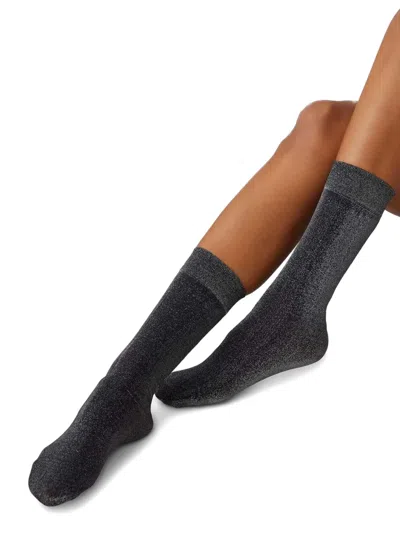 Swedish Stockings Ines Shimmering Semi-sheer Socks In Gray