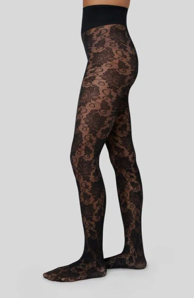 Swedish Stockings Lily Lace Tights In Black