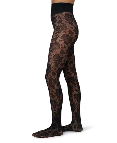 Swedish Stockings Lily Lace Tights In Black