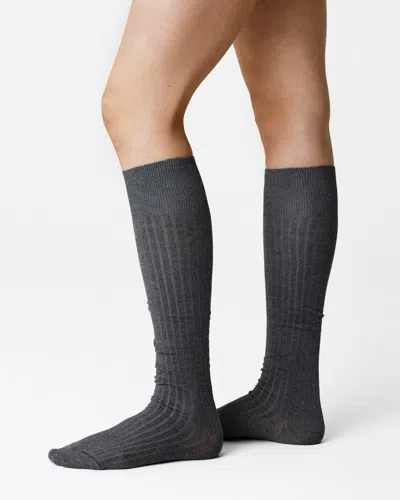 Swedish Stockings Loelle Ribbed Knee-highs In Dark Grey Melange