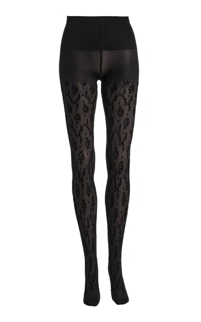 Swedish Stockings Magnolia Flocked Tights In Black