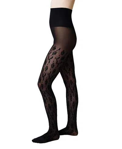 Swedish Stockings Magnolia Flocked Tights In Black