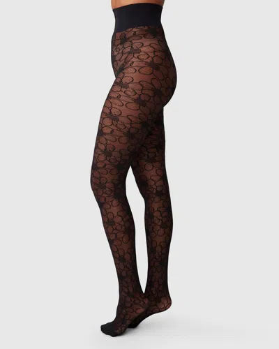 Swedish Stockings Maja Flower Tights In Black