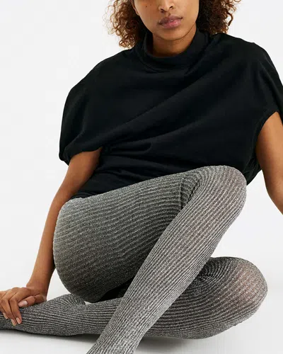 Swedish Stockings Molly Ribbed Glitter Tights In Nearly Black/silver
