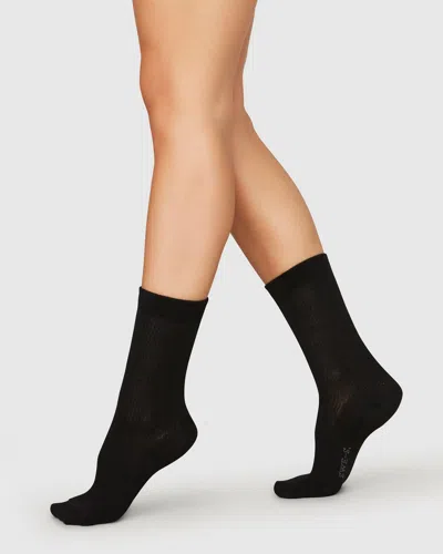Swedish Stockings My Cotton Rib Socks In Black