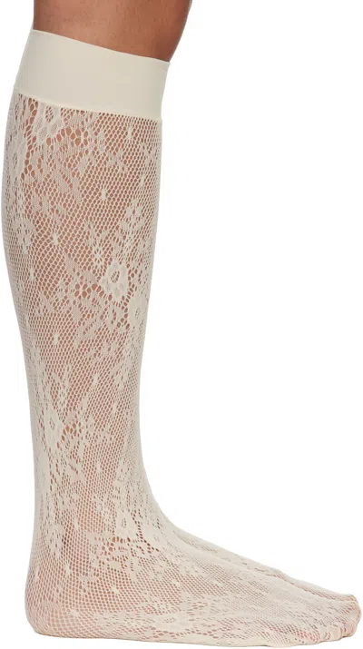 Swedish Stockings Off-white Rose Knee-high Stockings