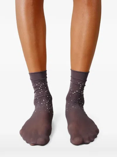 Swedish Stockings Pauline Crystal-embellished Socks In Gray