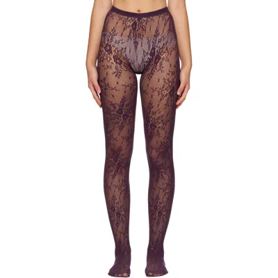 Swedish Stockings Purple Rosa Lace Tights In Black