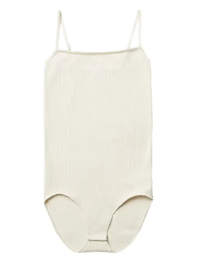 Swedish Stockings Beige Barbro Rib Bodysuit In Ivory