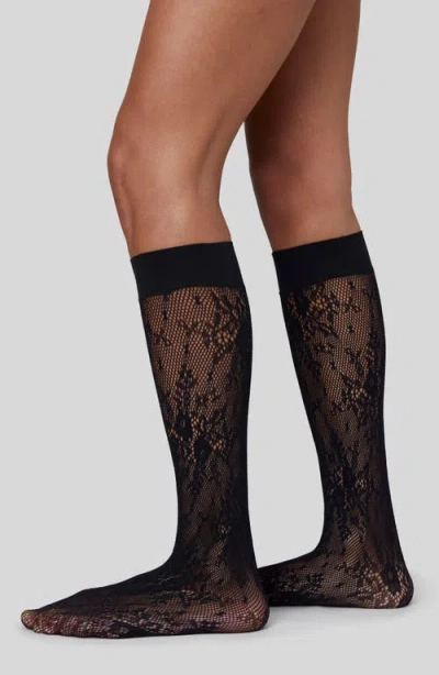 Swedish Stockings Rosa Lace Knee High Socks In Black