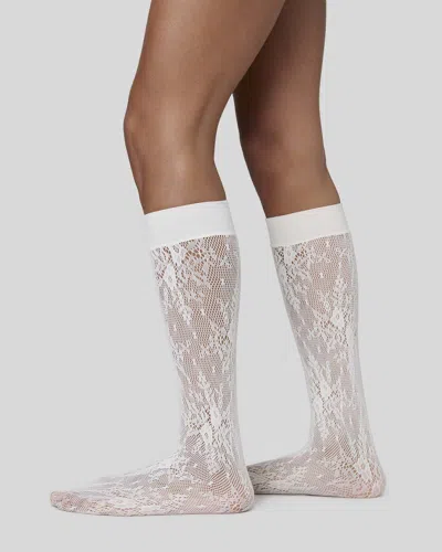 Swedish Stockings Rosa Lace Knee-highs In White