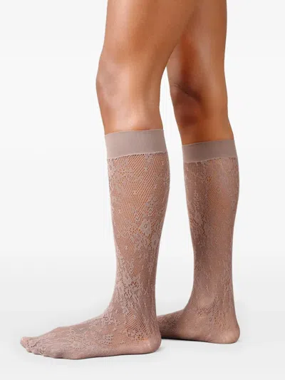 Swedish Stockings Rosa Lace Knee-high Socks In Gray