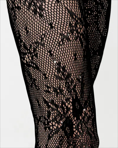 Swedish Stockings Rosa Lace Rhinestone Tights In Black