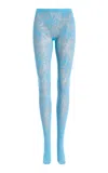 Swedish Stockings Rosa Lace Tights In Blue