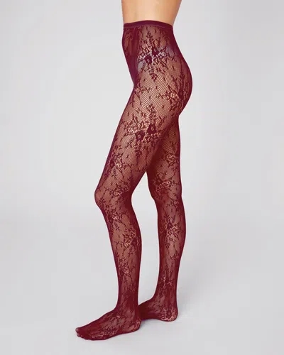 Swedish Stockings Rosa Lace Tights In Red