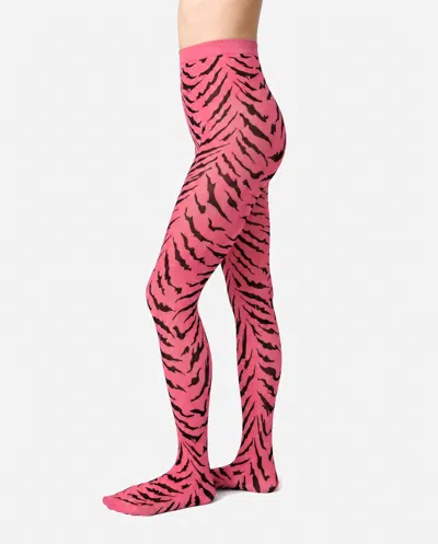 Swedish Stockings Roxana Tiger Tights In Bubblegum
