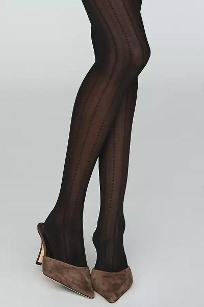 Swedish Stockings Sheer Striped Tights In Black