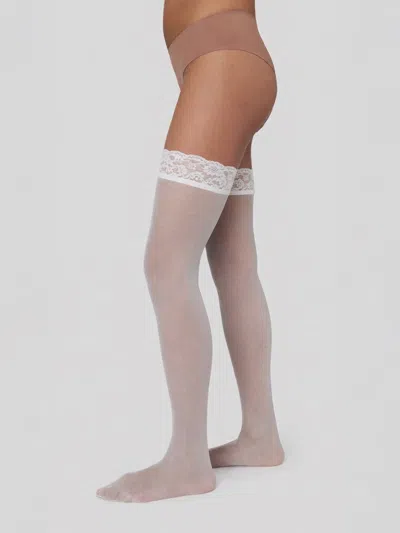 Swedish Stockings Siv Lace Stay Ups In White