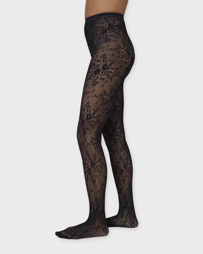 Swedish Stockings Tights Rosa Lace In Black