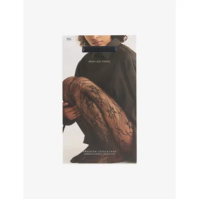 Swedish Stockings Womens Black Nova Lace Tights Xl