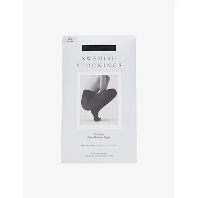 Swedish Stockings Womens Black Olivia Premium Stretch-woven Tights Xl