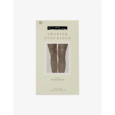 Swedish Stockings Womens Black Rebecka Argyle 50-denier Tights In Neutral