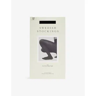 Swedish Stockings Womens Black Zoe Ribbed Stretch-cotton Tights Xl