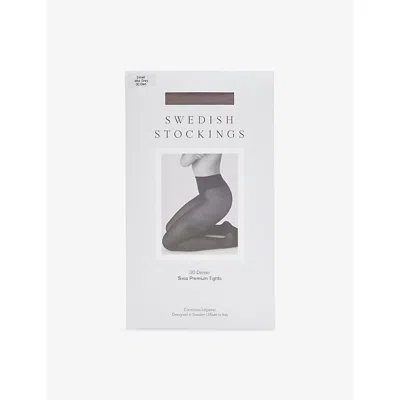 Swedish Stockings Womens Mid Grey Svea Premium 30 Denier Tights In Gray