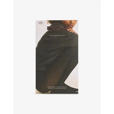 Swedish Stockings Womens Olivia Premium 60 Denier Tights Dark Brown Xl In Black