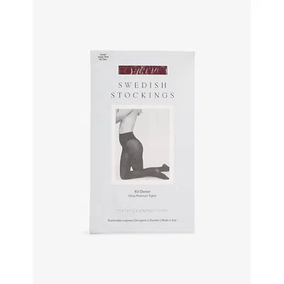 Swedish Stockings Womens Olivia Premium 60 Denier Tights Deep Red Xl In Black