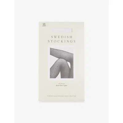 Swedish Stockings Womens  Doris Dot 40-denier Tights In White