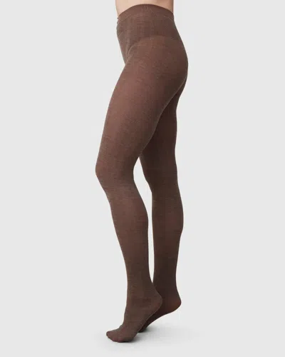 Swedish Stockings Ylva Fishbone Wool Tights In Brown