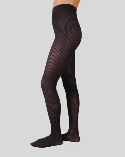 Swedish Stockings Zoe Ribbed Tights In Black