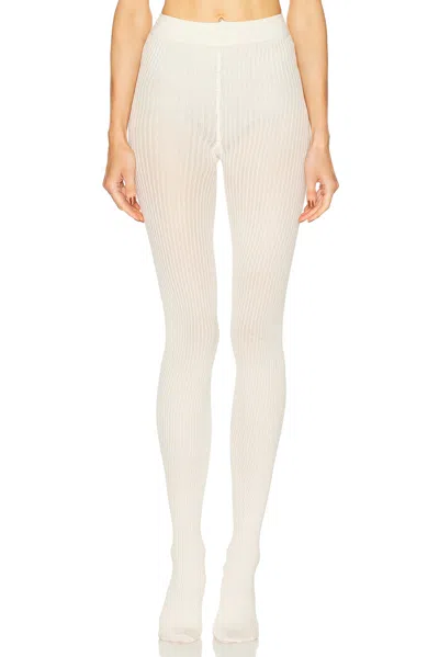 Swedish Stockings Zoe Ribbed Tights In White