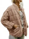 Sweet As A Peach Quilted Winter Jacket In Taupe In Nude
