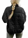 Sweet As A Peach Quilted Zip-up Jacket In Black In Black