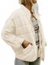 Sweet As A Peach Quilted Zip-up Jacket In Cream In White