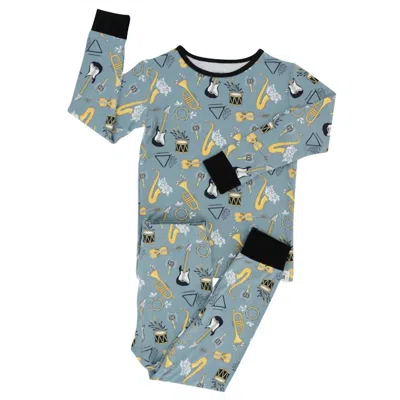 Sweet Bamboo Big Kid Boy On That Note Pajama Set In Grey In Multi