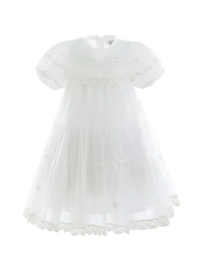 Sweet Cactus Kids' Bailey Lace-trimmed Tiered Dress In White