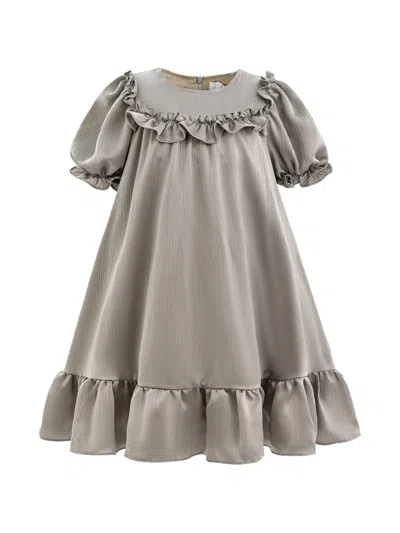 Sweet Cactus Kids' Berlin Ruffle-trimmed Dress In Gray