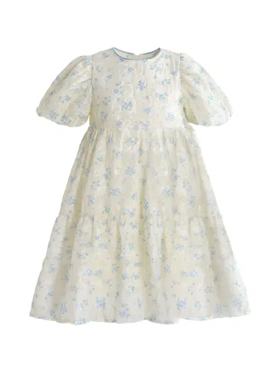 Sweet Cactus Kids' Bloom Floral-print Tiered Dress In White
