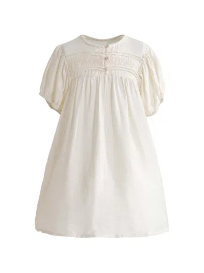 Sweet Cactus Kids' Button-up Dress In White