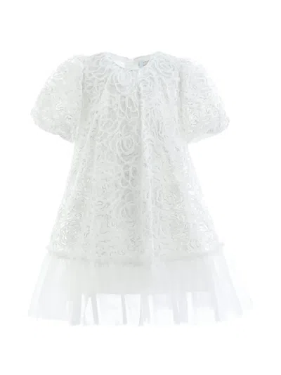 Sweet Cactus Kids' Embroidered Tulle-trim Dress In White