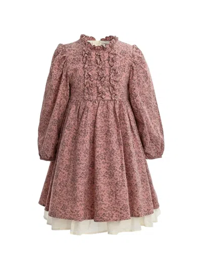 Sweet Cactus Kids' Floral-print Ruffled Dress In Pink