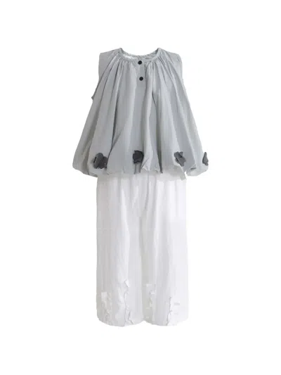 Sweet Cactus Kids' Flower-appliqué Blouse And Trousers Set In Multi