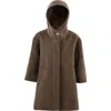 Sweet Cactus Hooded Wool Coat & Mittens Set In Brown