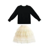Sweet Cactus Knit Top With Tulle Skirt In Black
